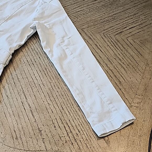 White denim peplum zip up jacket PM NWT Baccini - Picture 8 of 11